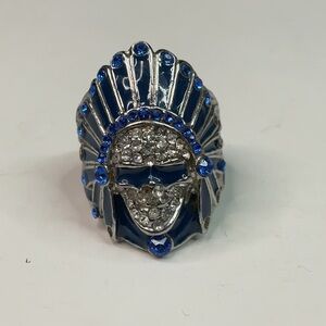 Silver tone and Blue Men's Ring